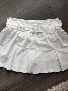 aerie offline White Pleated Belted Mini Skirt - Large